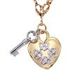 Two-tone Heart and Key Pendant with Fancy Link Necklace