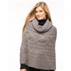 Jessica®/MD Cable Knit Poncho with Cowl Neck