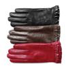 Women's Genuine Leather Ruffle Gloves