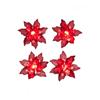 INGLOW 4 Pack Battery-Operated LED Poinsettia Tealite Candle Place Card Holders