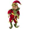 11" Red/Green Fabric Hanging Elf Figure