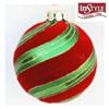 INSTYLE HOLIDAY 2 Pack 80mm Flocked Forever Festive Glass Ball Ornaments