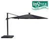 INSTYLE OUTDOOR 10' Offset Beige Deck Umbrella with Solar Powered LED Lights
