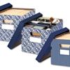3 Pack Bankers Box® Storage Letter/Legal Box Navy Blue Brocade