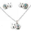 Sterling silver "Whimzy" pendant and earring "Snail" set with aqua cz stones