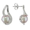 Miadora 9-9.5 mm Freshwater Pink Button Pearl and 0.06 ct Diamond Earrings in Silver