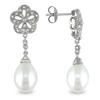 Miadora 9.5-10 mm Freshwater White Pearl and 0.04 ct Diamond Earrings in Silver