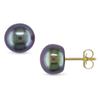 Miadora 7-7.5 mm Freshwater Black Button Pearl Earrings in 10 K Yellow Gold