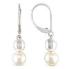 Miadora 7 mm Freshwater Rice Pearl and 6 mm Silver Mirror Bead Earrings in Silver