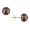 Miadora 7.5-8 mm Freshwater Chocolate Pearl Earrings in 14 K Yellow Gold