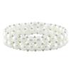 Miadora 6.5-7 mm Cultured White Button Pearl Elastic Bracelet with 2 mm Silver Beads, 7 1/2 inche...