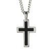 Mens Stainless Steel Black Cross and Chain