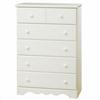 South Shore Summer Breeze Collection 5-Drawer Chest, White Wash