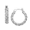 Sterling Silver Hoop Earrings with Diamond Accents