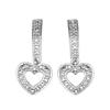Sterling Silver Heart Drop Earrings with Diamond Accents
