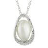 Miadora 9.5-10 mm Freshwater White Pearl and 0.04 ct Diamond Pendant in Silver with 18” Silve...