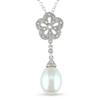 Miadora 9.5-10 mm Freshwater Cultured White Pearl and 0.04 ct Diamond Pendant in Silver with 18...