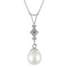 Miadora 6.5-7 mm Freshwater Rice Pearl and 0.005 ct Diamond Pendant in 10 K White Gold with 17 inch...