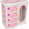 Musical plastic jewellery box with flower petal designs