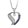 Sterling Silver Genuine Sapphire Heart Pendant with Diamond Accent