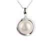 Sterling Silver Pendant with Pearl and Cubic Zirconia