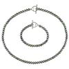 Miadora 5-6 mm Freshwater Black Pearl Bracelet and Necklace with Silver Toggle Clasp