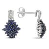 Miadora Blue Sapphire and Diamond Earrings in 10 K White Gold