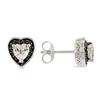Miadora 1 1/5 ct White Topaz and 1/8 ct Black Diamond Heart Shape Earrings in Silver