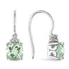 Miadora 2 ct Green Amethyst and 0.03 ct Diamond Earrings in 10 K White Gold