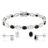 Miadora 4/5 ct White Topaz and Black Sapphire Bracelet and Earrings in Silver