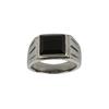 Stainless Steel Men's Ring with Black Stone
