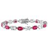 Amour Oval Cut Ruby and Topaz Bracelet (7500001575) - Red/White