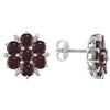 Amour Garnet Flower Stud Earrings (750086410) - Red