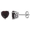 Amour Garnet Solitaire Heart Earrings (750086485) - Red