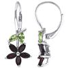 Amour Garnet and Peridot Flower Dangle Earrings (750086478) - Red/Green