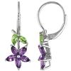 Amour Amethyst and Peridot Flower Dangle Earrings (750086479) - Purple/Green