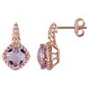 Amour Pink Plated Rose De France Drop Earrings (750086474) - Purple