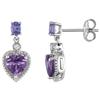 Amour Amethyst and Tanzanite Heart Dangle Earrings (750086461) - Purple/Blue