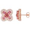 Amour Rose Gold Plated Tourmaline and White Sapphire Flower Stud Earrings (750086500) - Pink/White