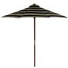 Hampton Bay Olive Stripe Wood Market Single Pulley Umbrella - 9 Feet