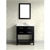 Simpli Home Soho 30 Inch Black Vanity With White Marble Top and Under Mount Oval Sink
