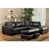Messina Black Bonded Leather Sectional with Ottoman