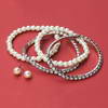 Tradition®/MD Synthetic Pearl and Rhinestone Bracelet and Earring Set