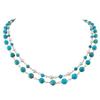 Double Row Faceted Turquoise & Freshwater Pearl Necklace 14kt Yellow Gold