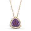 Trillion Amethyst & Diamond Necklace 14kt Yellow Gold