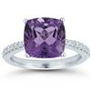 Cushion Amethyst & Diamond Ring 14kt White Gold