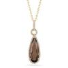 Pear Shape Smokey Quartz & Diamond Necklace 14kt Yellow Gold