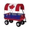 20" x 38" Red/Blue Plastic Wagon, with Rails and Canadian Flag Canopy