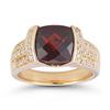 Cushion Cut Garnet and Diamond Ring 14-kt Yellow Gold