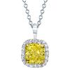1.12 ct Cushion Cut Fancy Yellow Diamond Pendant & Round Diamonds